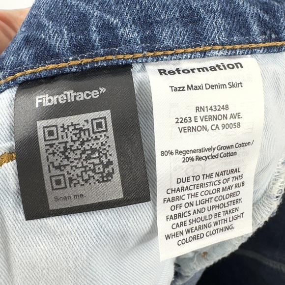 Reformation Tazz Denim Maxi Skirt Womens 30 Capsule Boho Festival Hemlock Wash - Picture 7 of 12